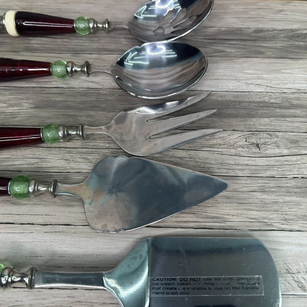 Lenox Holiday Gatherings Serving Utensils Set Beaded‎ Handle Spoon Pie